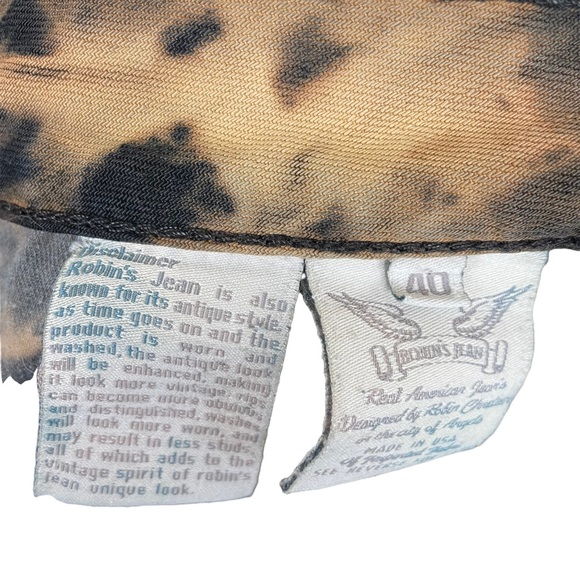 Robins Jean Long Flap Embellished Rhinestone Pocket Tye Dye Mens Size 40 Demim - Picture 15 of 16